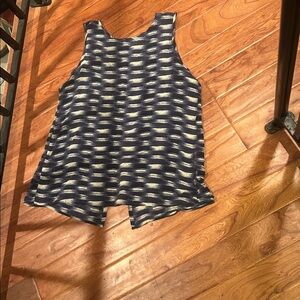 Diega Navy Creme Heathered 100% Silk Open Back Tank Size Medium